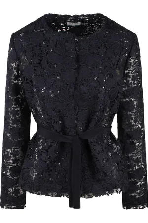 P.A.R.O.S.H. Femme, Vestes, Bleu, Taille: 40 FR Veste Courte en Dentelle Florale