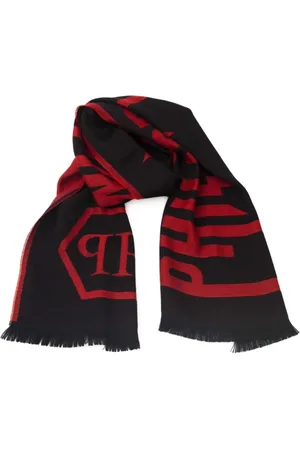 Philipp Plein Homme, Accessoires, Multicolore, Taille: ONE Size Écharpe Logo Rouge Unisexe Élégant