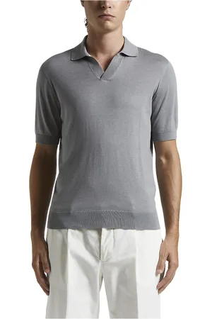 PESERICO SIGN Homme, Pulls, Gris, Taille: 2XL Polo en soie et coton
