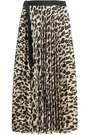 SACAI Femme, Jupes, Multicolore, Taille: 40 FR Jupe Midi à Imprimé Léopard