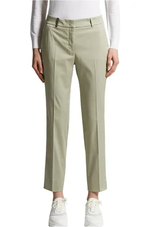 PESERICO SIGN Femme, Pantalons, Vert, Taille: 36 FR Pantalon en gabardine de coton brossé