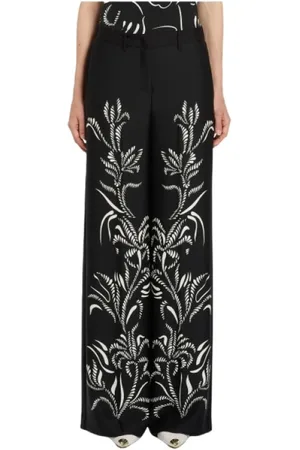 MARELLA Femme, Pantalons, Noir, Taille: 38 FR Pantalon Palazzo Imprimé Large