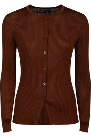 Tom Ford Femme, Pulls, Brun, Taille: 42 FR Cardigan en Jersey Marron