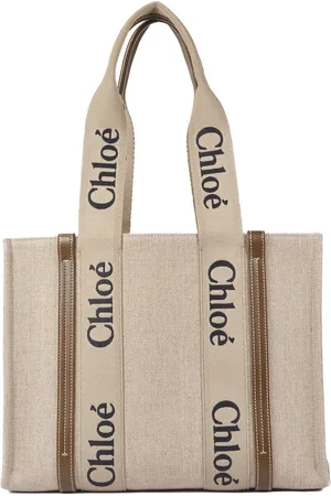 Chloé Femme, Sacs, Brun, Taille: ONE Size Sac Fourre-tout Beige avec Finition en Cuir