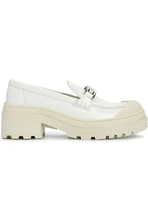 Dior Femme, Chaussures, Blanc, Taille: 36 EU Mocassins Blancs en Cuir Style Élégant