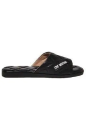 Moschino Femme, Chaussures, Noir, Taille: 40 EU Chausson Noir Matelassé avec Logo Imprimé