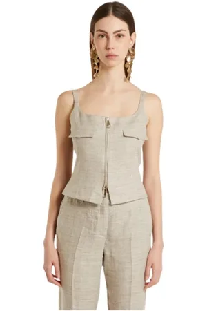 MARELLA Femme, Tops, , Taille: 42 FR Haut en Lin Array Large Style