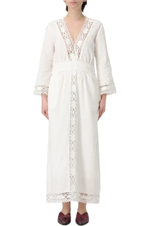 Isabel Marant Femme, Robes, Blanc, Taille: 40 FR Robe Maxi Élégante en Dentelle Blanche