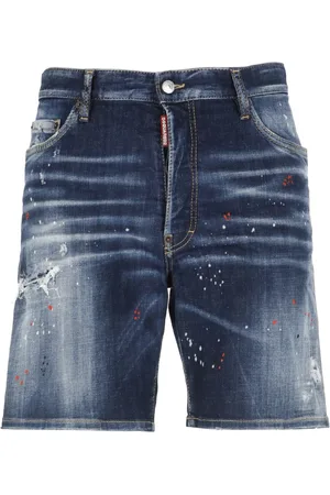 Dsquared2 Homme, Shorts, Bleu, Taille: M Short en Coton Bleu avec Détails Usés