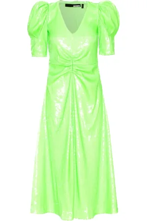 ROTATE Femme, Robes, Vert, Taille: 40 FR Robe à sequins et col en V en vert Gecko