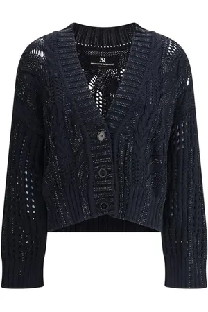ERMANNO SCERVINO Femme, Pulls, Noir, Taille: 38 FR Cardigan Scintillant avec Strass et Col en V