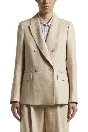 PESERICO SIGN Femme, Vestes, , Taille: 42 FR Blazer croisé en gabardine de lin pur