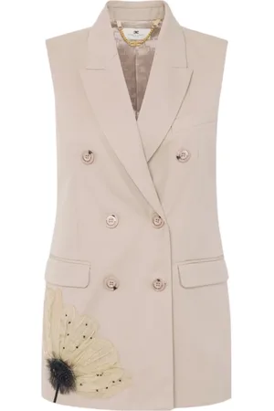 Elisabetta Franchi Femme, Vestes, Gris, Taille: 38 FR 100%co T-shirt en Coton