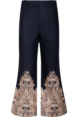 ZIMMERMANN Femme, Pantalons, Bleu, Taille: 36 FR Pantalon Évasé à Imprimé Paisley
