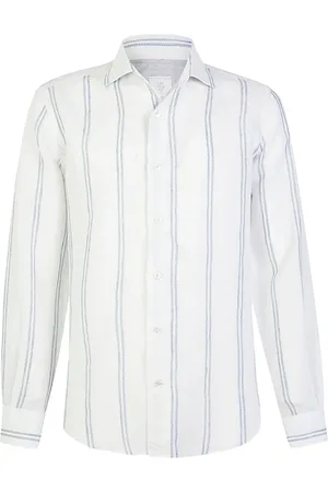 ELEVENTY Homme, Chemises, Blanc, Taille: XL Chemise Dandy à Rayures en Lin
