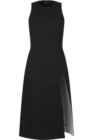 Ami Femme, Robes, Noir, Taille: 38 FR Robe Midi Noire avec Fente Latérale