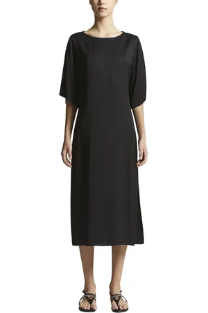 PESERICO SIGN Femme, Robes, Noir, Taille: 40 FR Robe midi en viscose avec Punto Luce