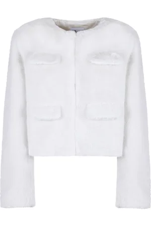 Self-Portrait Femme, Vestes, Blanc, Taille: 38 FR Veste en fausse fourrure