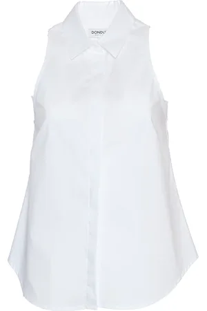Dondup Femme, Blouses et Chemises, Blanc, Taille: 34 FR Chemisier Chic Sans Manches Bianco