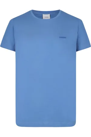 Calvin Klein Homme, Tops, Bleu, Taille: M T-shirt Bleu Col Rond en Jersey