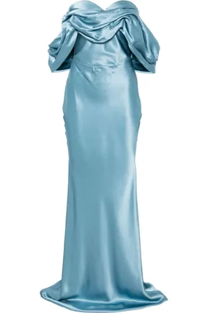 GIUSEPPE DI MORABITO Femme, Robes, Bleu, Taille: 38 FR Robe Longue en Soie Bleu Clair