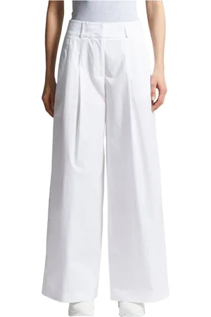 PESERICO SIGN Femme, Pantalons, Blanc, Taille: 42 FR Pantalon en satin de coton stretch léger