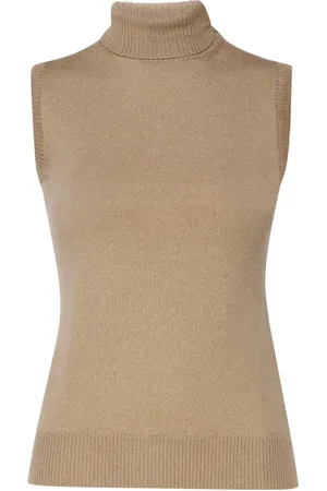 Sportmax Femme, Pulls, Brun, Taille: 40 FR Pull Col Montant en Laine de Chameau