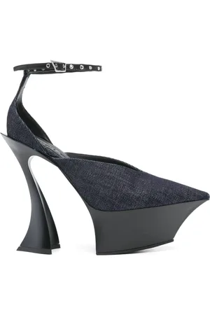 MUGLER Femme, Chaussures, Noir, Taille: 37 EU Chaussures bleu nuit à boucle