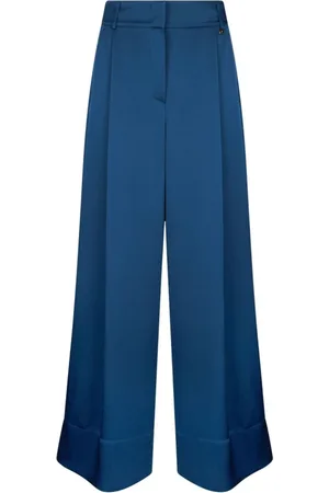 Liu Jo Femme, Pantalons, Bleu, Taille: 36 FR Pantalon plissé bleu saphir