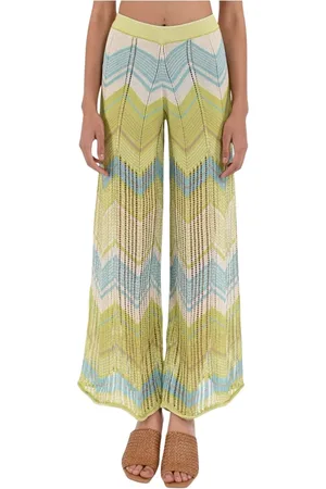 AKEP Femme, Pantalons, Multicolore, Taille: 42 FR Pantalon large en tricot à rayures