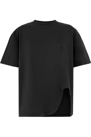 The Attico Femme, Tops, Noir, Taille: 40 FR T-shirt en Jersey de Coton Noir avec Fente Élégante