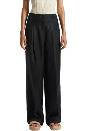 PESERICO SIGN Femme, Pantalons, Bleu, Taille: 36 FR Pantalon en gabardine de lin pur