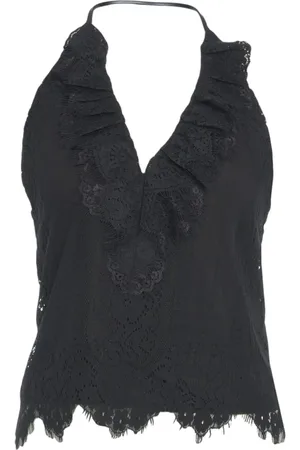 Herskind Femme, Tops, Noir, Taille: 38 FR Haut en Dentelle Noire Col en V