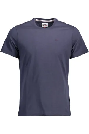 Tommy Hilfiger Homme, Tops, Bleu, Taille: L T-shirt en Coton Bleu Brodé Logo