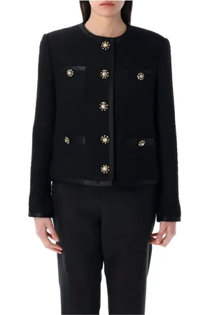 Dolce & Gabbana Femme, Vestes, Noir, Taille: 40 FR Veste Noire en Tweed Bouclé