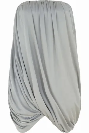 The Attico Femme, Robes, Gris, Taille: 36 FR Robe Mini Grise sans Bretelles avec Détails Drapés