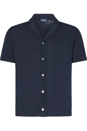 DRUMOHR Homme, Chemises, Bleu, Taille: L Chemise de Bowling Bleue Poche Élégante