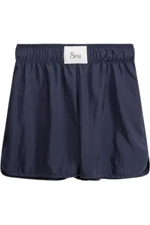 8PM Femme, Shorts, Bleu, Taille: 36 FR Short Bleu à Taille Élastique avec Poches Latérales