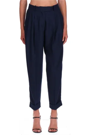 ERMANNO SCERVINO Femme, Pantalons, Bleu, Taille: 40 FR Pantalon Bleu En Cadis Avec Deux Plis