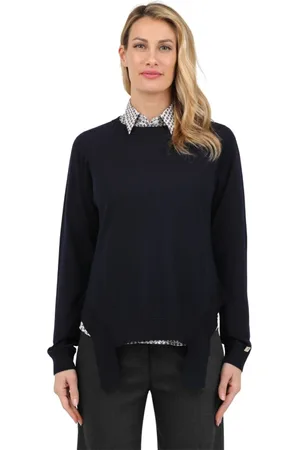 MEIMEIJ Femme, Sweatshirts et sweats à capuche, Noir, Taille: 36 FR Haut à ourlet asymétrique et col rond