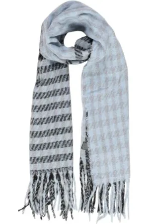 ONLY Femme, Accessoires, Bleu, Taille: ONE Size Écharpe à Carreaux Pied-de-Poule
