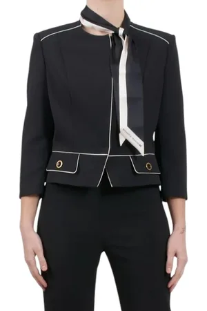 Elisabetta Franchi Femme, Vestes, Noir, Taille: 46 FR Robe Élégante en 96% Polyester 4% Élasthanne