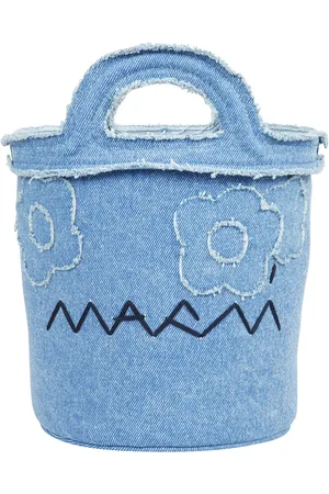 Marni Femme, Sacs, Bleu, Taille: ONE Size Sac seau en denim avec logo brodé et détails floraux
