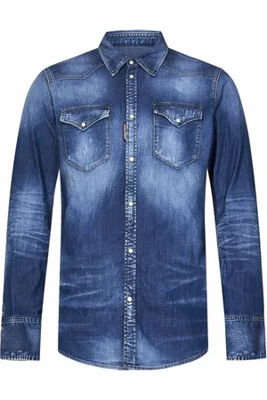 Dsquared2 Homme, Chemises, Bleu, Taille: S Chemise Western en Denim Bleu Élégante
