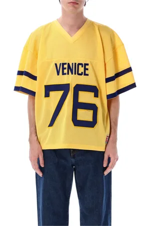 ERL Homme, Tops, Jaune, Taille: M Maillot de Football Jaune avec Artwork Venice 76