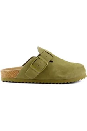 Colors of California Femme, Chaussures, Vert, Taille: 36 EU Sabots en Daim Vert Olive avec Boucle