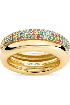 Sif Jakobs Femme, Accessoires, Jaune, Taille: 52 MM Bague Carrara en or avec zircons multicolores
