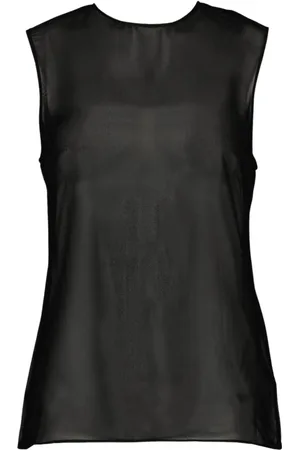 Ami Femme, Tops, Noir, Taille: 36 FR Robe en Soie Sans Manches
