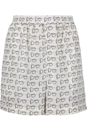 Burberry Femme, Shorts, Gris, Taille: 34 FR Short en Soie avec Logo Imprimé