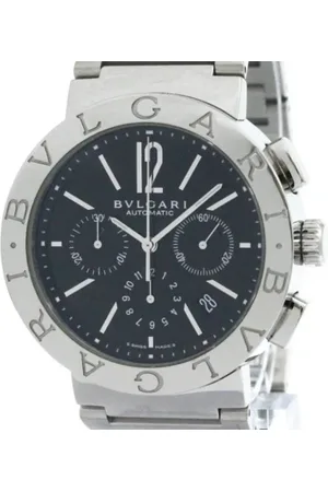 Bvlgari Homme, Pre-owned, Noir, Taille: ONE Size Pre-owned Acier inoxydable montres